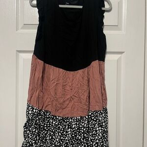 SHEIN Black and Pink Colorblock Mini Dress